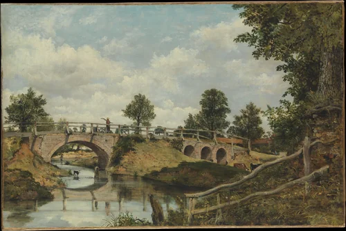 An Old Bridge at Hendon, Middlesex by Frederick Waters Watts, painting, 1820-1833