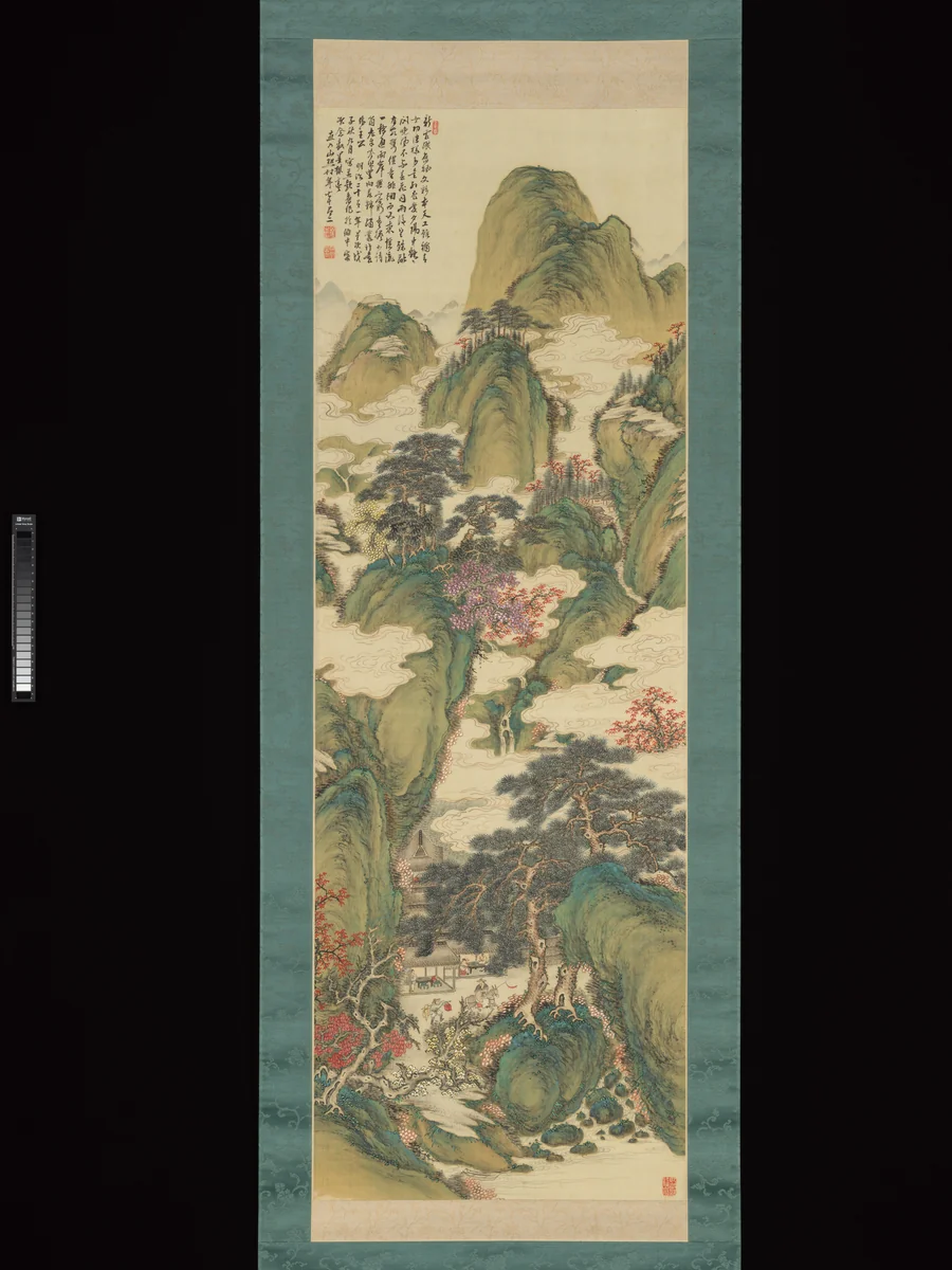 White Clouds and Crimson Trees by Tanomura Chokunyū (田能村直入), painting, 1888