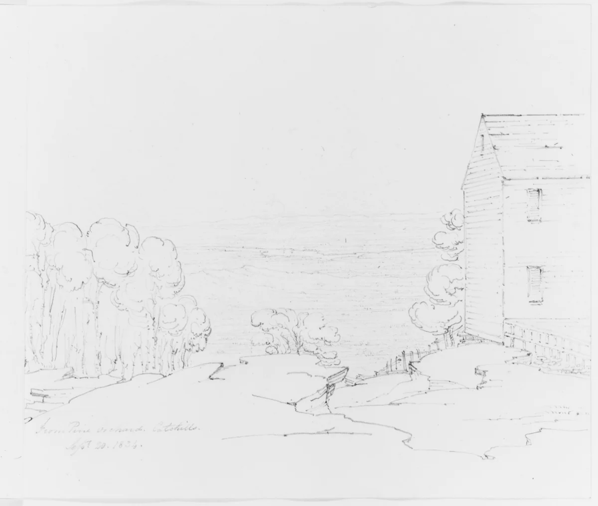 From Pine Orchard, Catskills (from Sketchbook) by John William Casilear, artwork, 1834-1838
