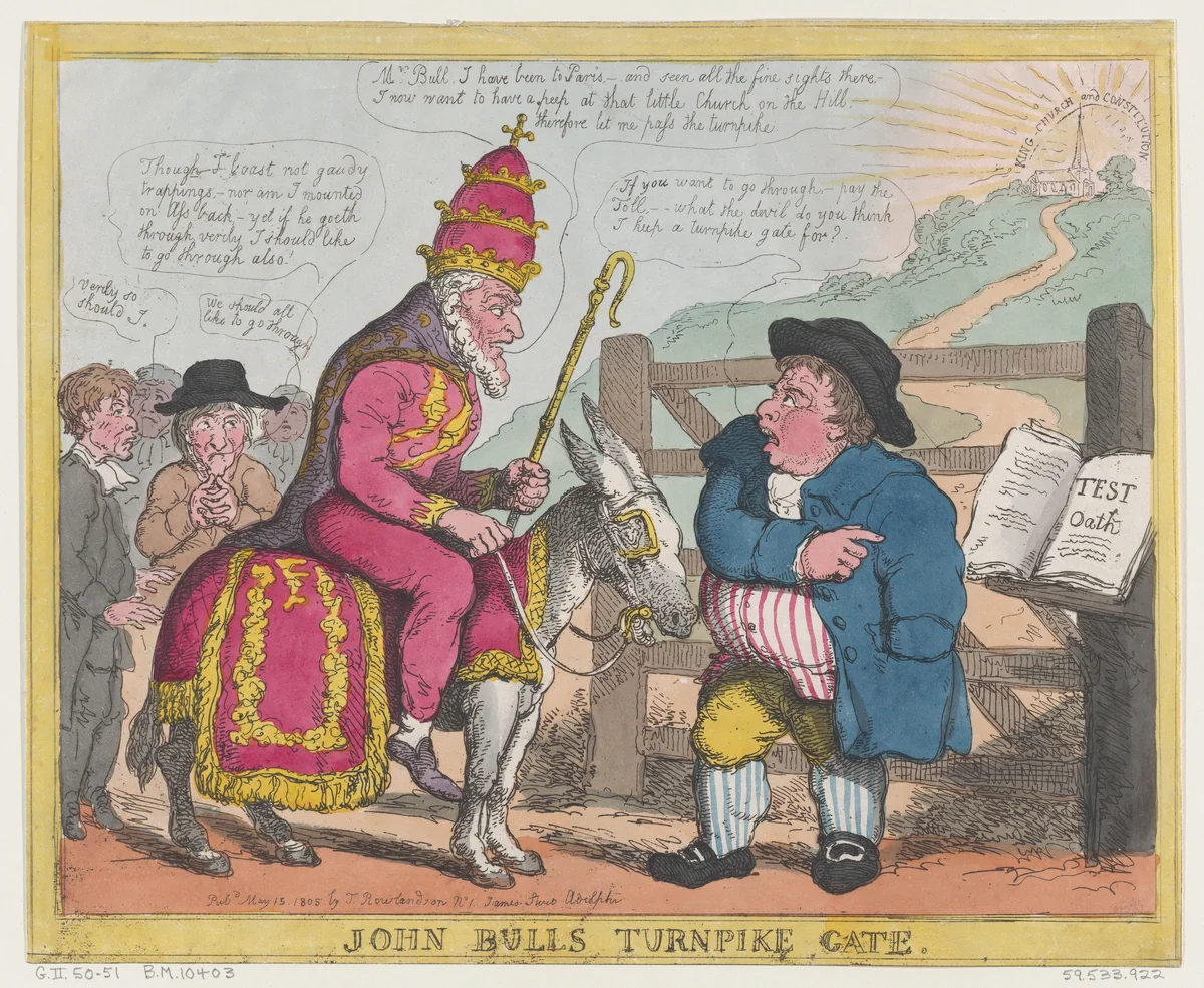 John Bull's Turnpike Gate by Thomas Rowlandson, print, 1805