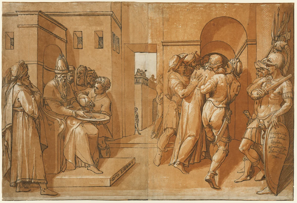 Pilate Washing His Hands by Andrea Andreani, print, 1578-1629