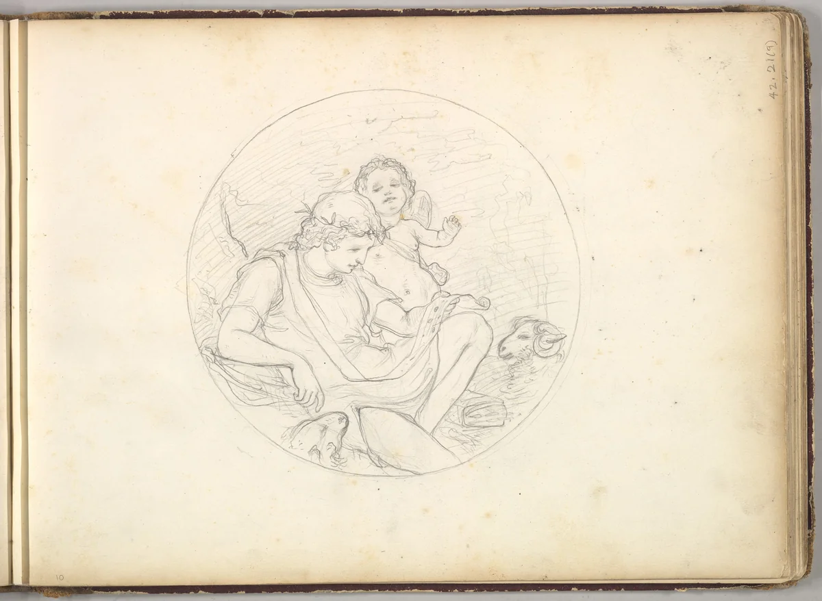 Cupid and a Shepherd by Frederic Leighton, drawing, 1844-1854