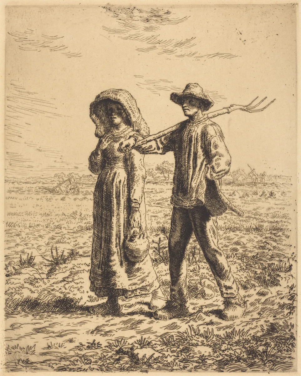 Departure for Work (Le depart pour le travail) by Jean-François Millet, print, 1863