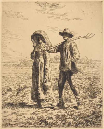 Departure for Work (Le depart pour le travail) by Jean-François Millet, print, 1863