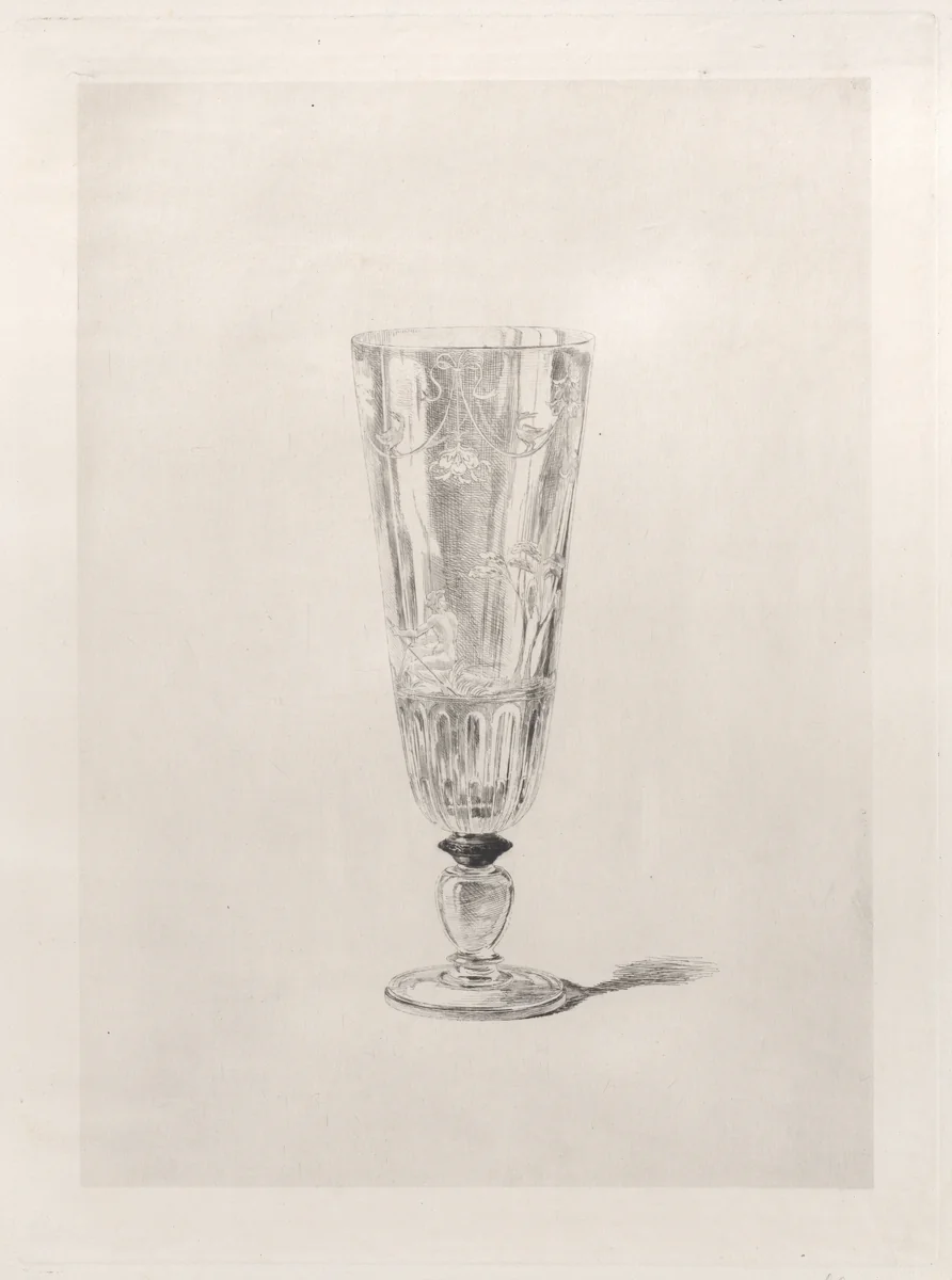 Crystal Drinking Glass by Jules Ferdinand Jacquemart, print, 1868