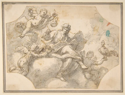 Allegorical Figure of Study by Francesco Solimena, drawing, 1657-1747