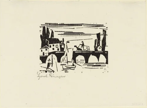 Wagon Crossing a Bridge (Wagen auf einer Brücke) fromTen Woodcuts by Lyonel Feininger by Lyonel Feininger, print, 1918