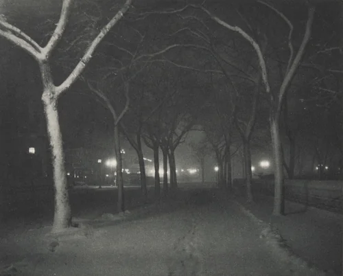 Icy Night (featured in ad for Goerz lenses) by Alfred Stieglitz, photograph, 1898