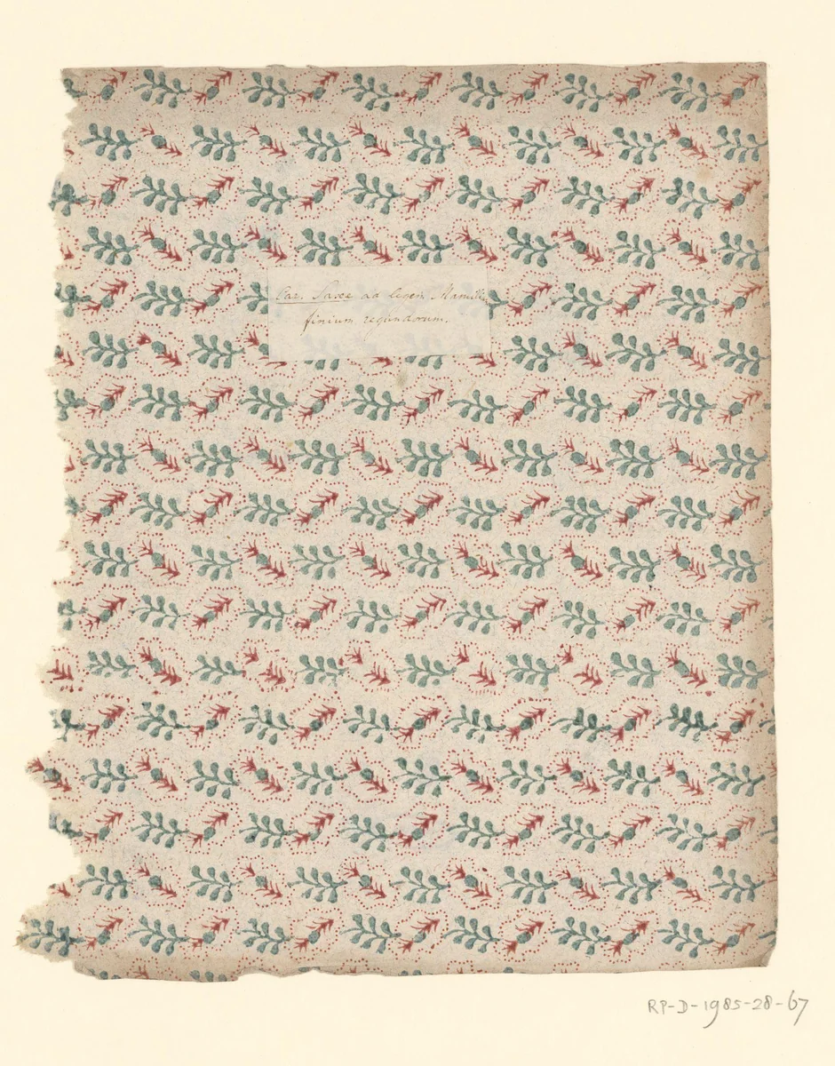 Blad met alternerend strooipatroon van takjes omringd door punten by anonymous, other, 1750-1900