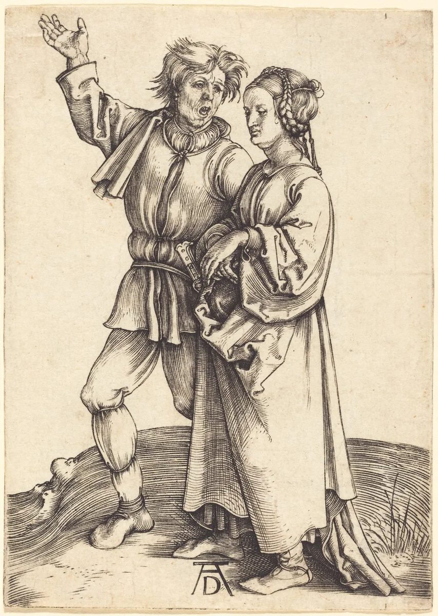Peasant and His Wife by Albrecht Dürer, print, 1497-1498