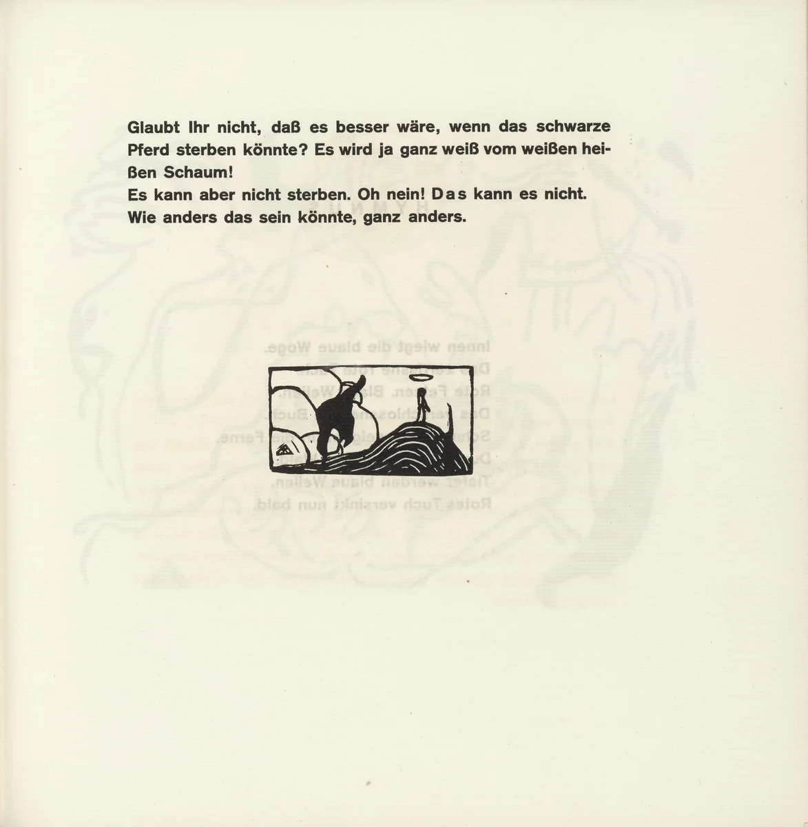 Hill, Tree, Clouds and Figure (Hügel, Baum, Wolken und Figur) (tailpiece, folio 43) from Klänge (Sounds) by Wassily Kandinsky, illustrated book, 1913