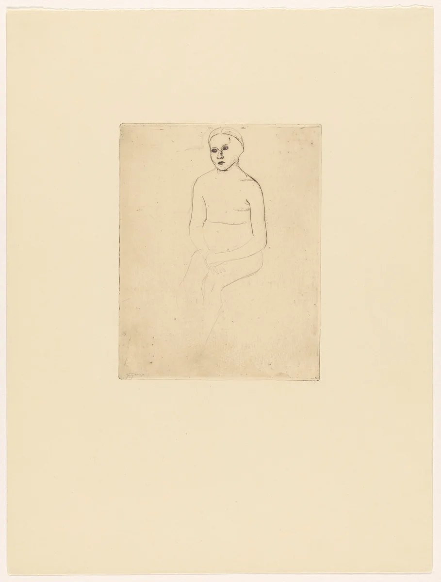 Sitting Girl Nude (Sitzender Mädchenakt) by Paula Modersohn-Becker, print, 1899