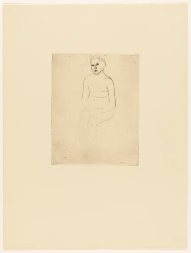 Sitting Girl Nude (Sitzender Mädchenakt) by Paula Modersohn-Becker, print, 1899