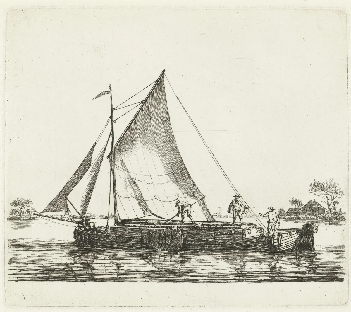 Turfschip op binnenwater by Gerrit Groenewegen, print, 1791