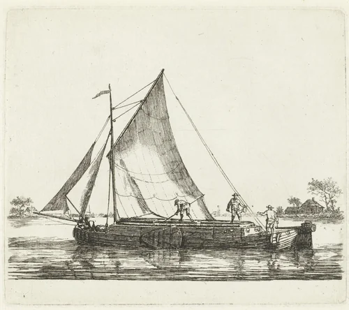 Turfschip op binnenwater by Gerrit Groenewegen, print, 1791