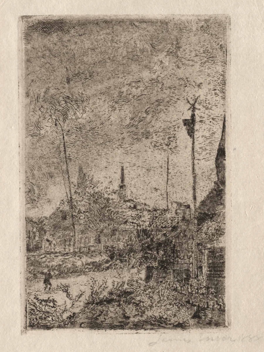 Cottages by James Ensor, print, 1888