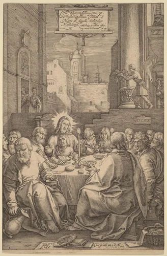 The Last Supper by Hendrick Goltzius, print, 1598