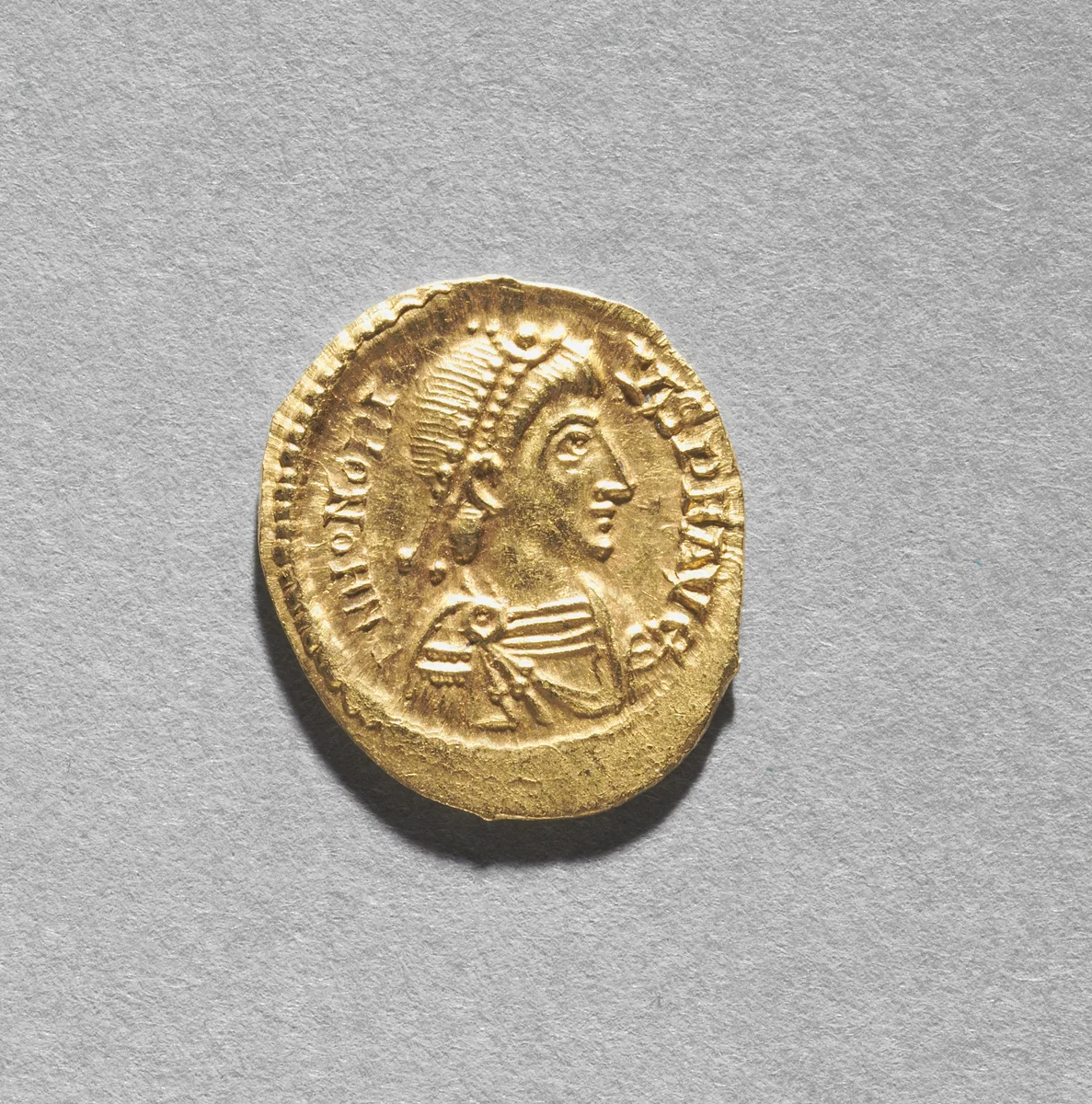 Solidus of Arkadios (obverse) by Unknown, metalwork, 395-408