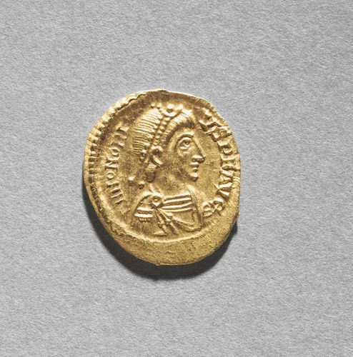 Solidus of Arkadios (obverse) by Unknown, metalwork, 395-408