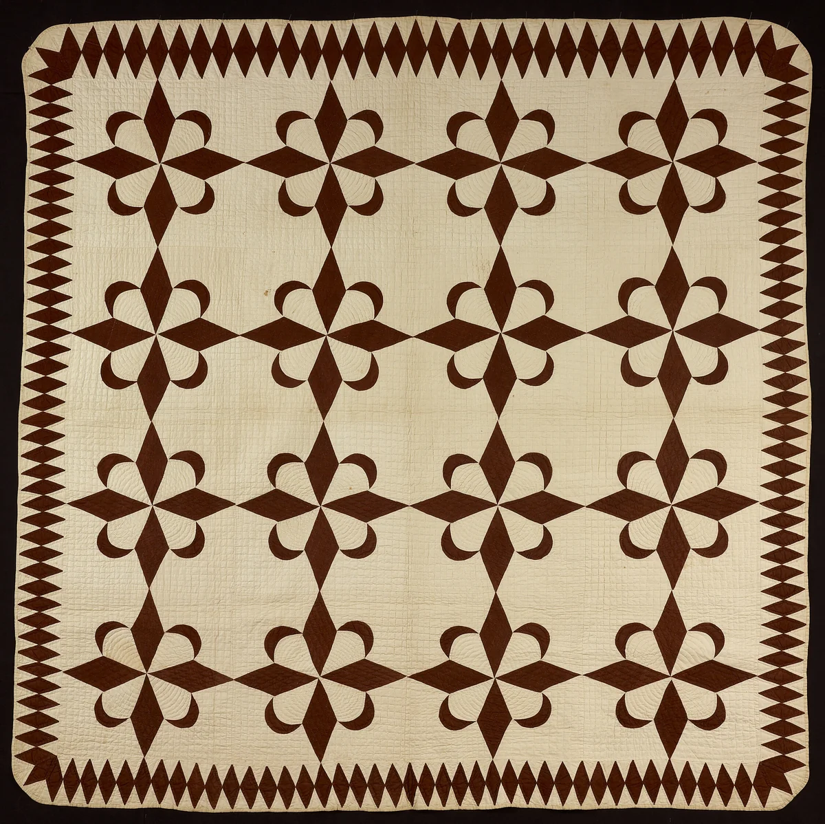 Bedcover ("Star and Crescent" Quilt) by Pennsylvania Dutch, textile, 1800-1830