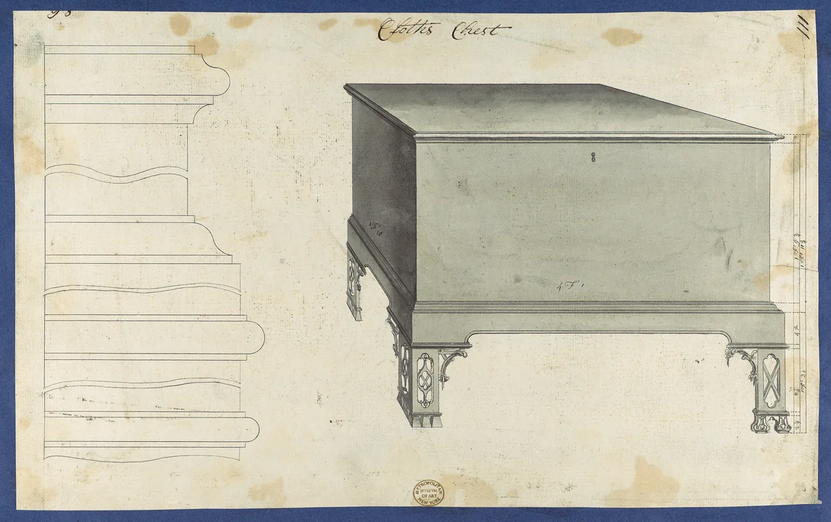 Clothes Chest, from Chippendale Drawings, Vol. II by Thomas Chippendale, drawing, 1753