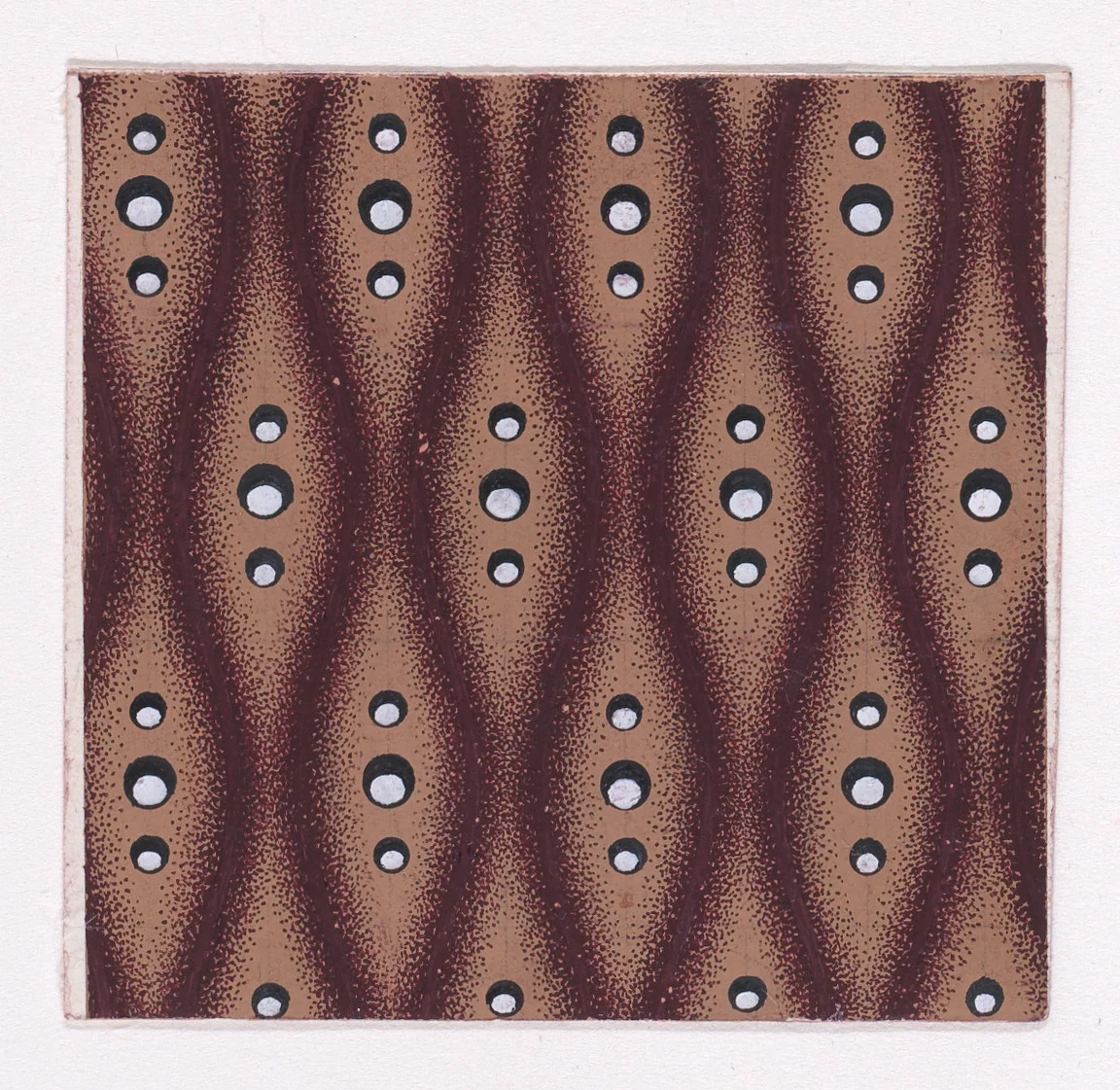 Textile Design with Vertical and Horizontal Rows of Stylized Bullet-Shaped Flowers with Pearls as Pistils, Placed Alternately Horizontally and Verticallly, and Quatrefoils Forming In-Between the Flowers by anonymous, drawing, 1840