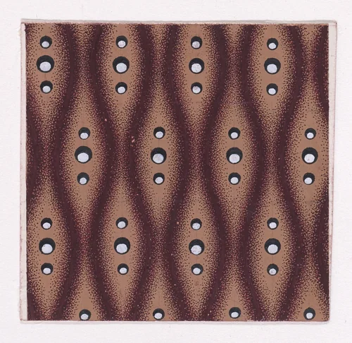 Textile Design with Vertical and Horizontal Rows of Stylized Bullet-Shaped Flowers with Pearls as Pistils, Placed Alternately Horizontally and Verticallly, and Quatrefoils Forming In-Between the Flowers by anonymous, drawing, 1840