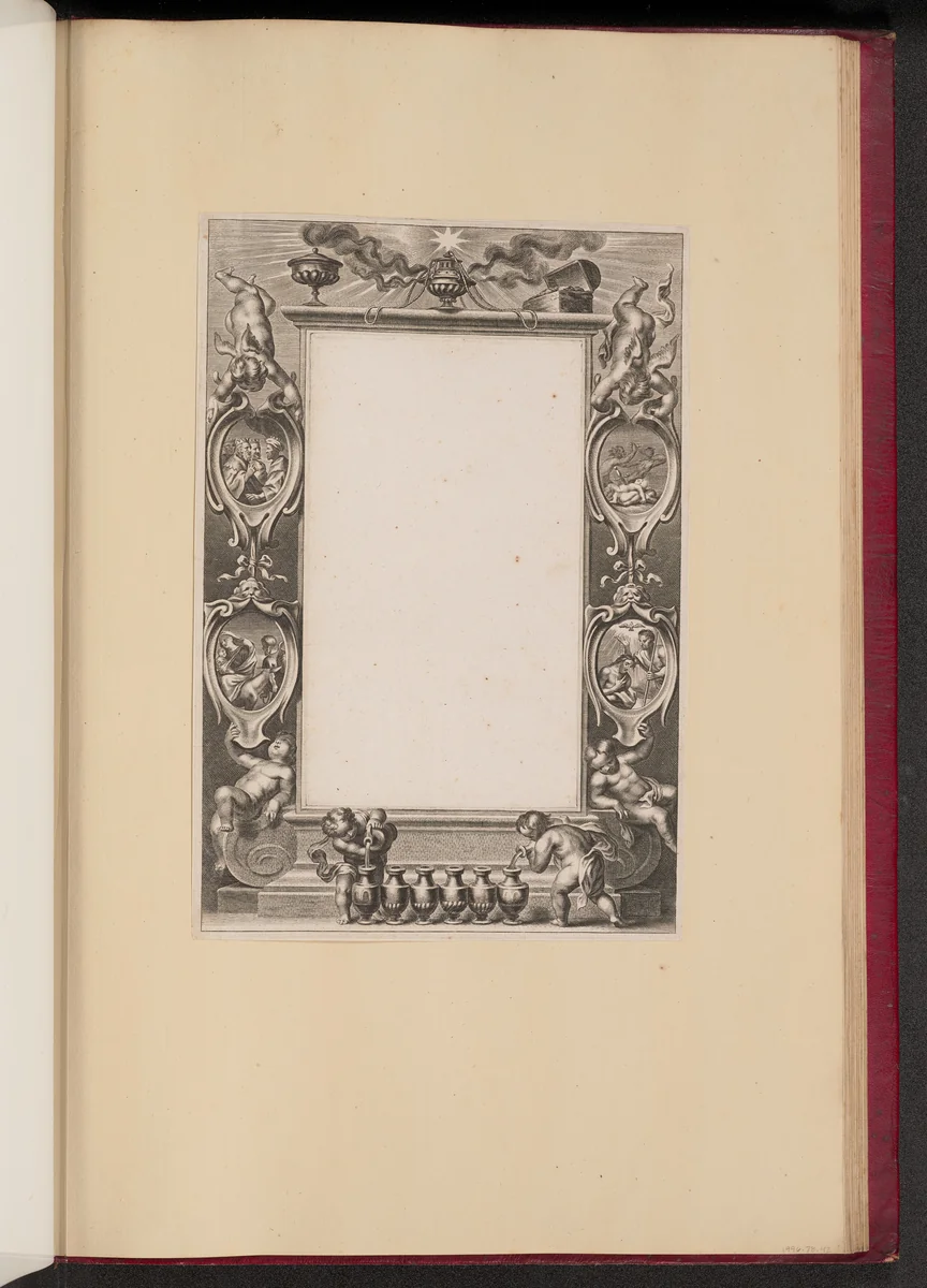 Border Illustration with Scenes from the Life of Christ and Putti Pouring Wine by Netherlandish 17th Century, print, 1613-1646