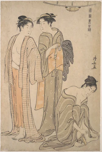 Cutting the Toenails; the Toilet after the Bath by Torii Kiyonaga (鳥居清長), print, 1742-1815