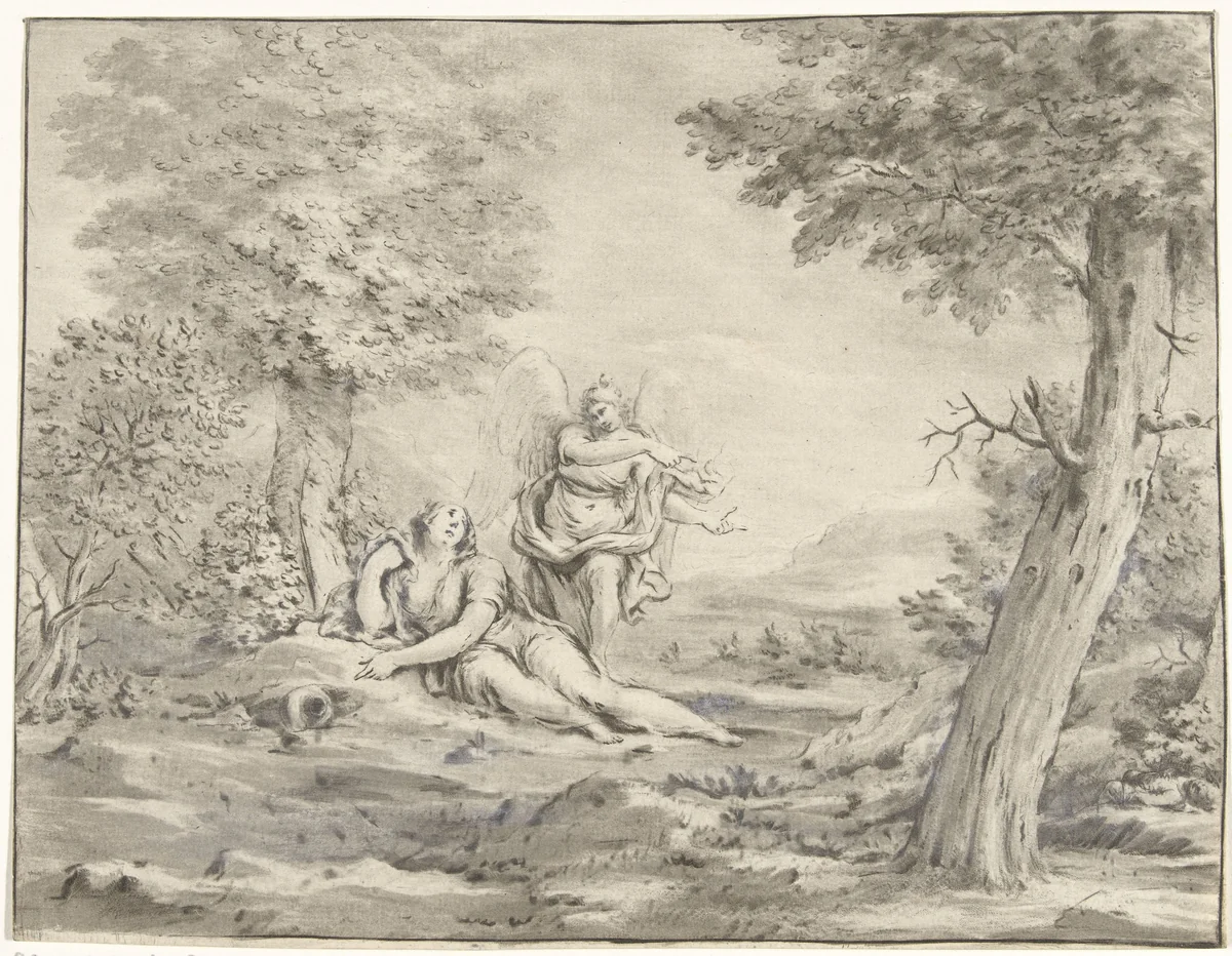 Hagar in de woestijn by Jurriaan Cootwijck, print, 1759