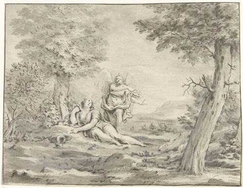 Hagar in de woestijn by Jurriaan Cootwijck, print, 1759