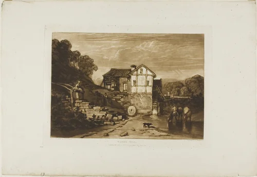 Water Mill, plate 37 from Liber Studiorum by Joseph Mallord William Turner, print, 1812