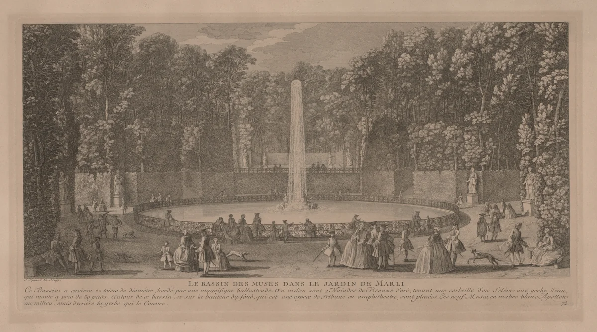 Pool of the Muses at Marli by Jacques Rigaud, print, 1700-1754