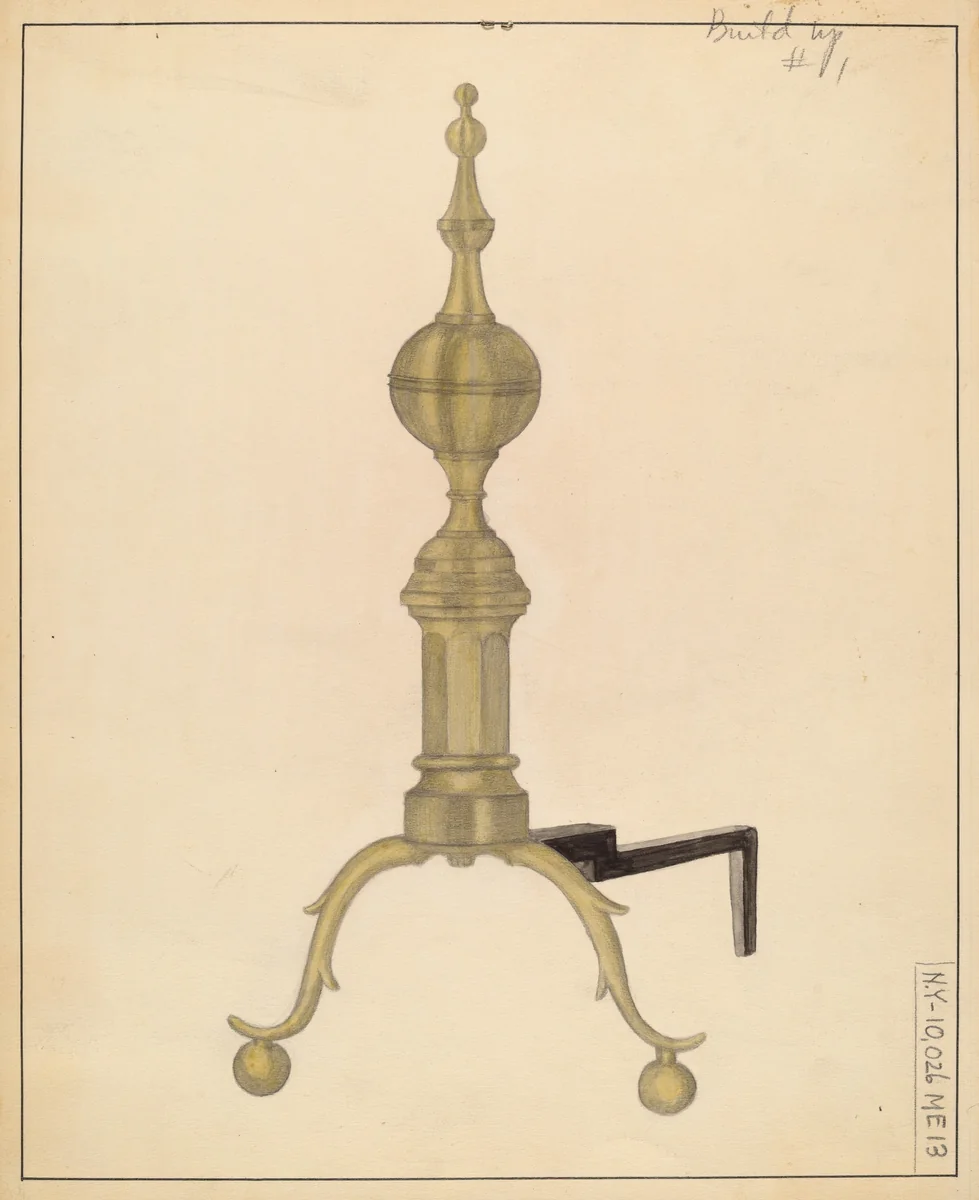 Andiron by E.N. Dunne, index of american design, 1935-1942