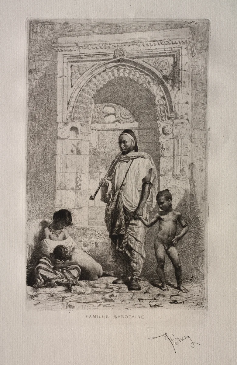 Moroccan Family by Mariano Fortuny, print, 1862