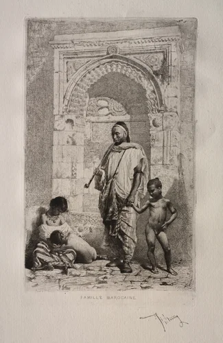 Moroccan Family by Mariano Fortuny, print, 1862