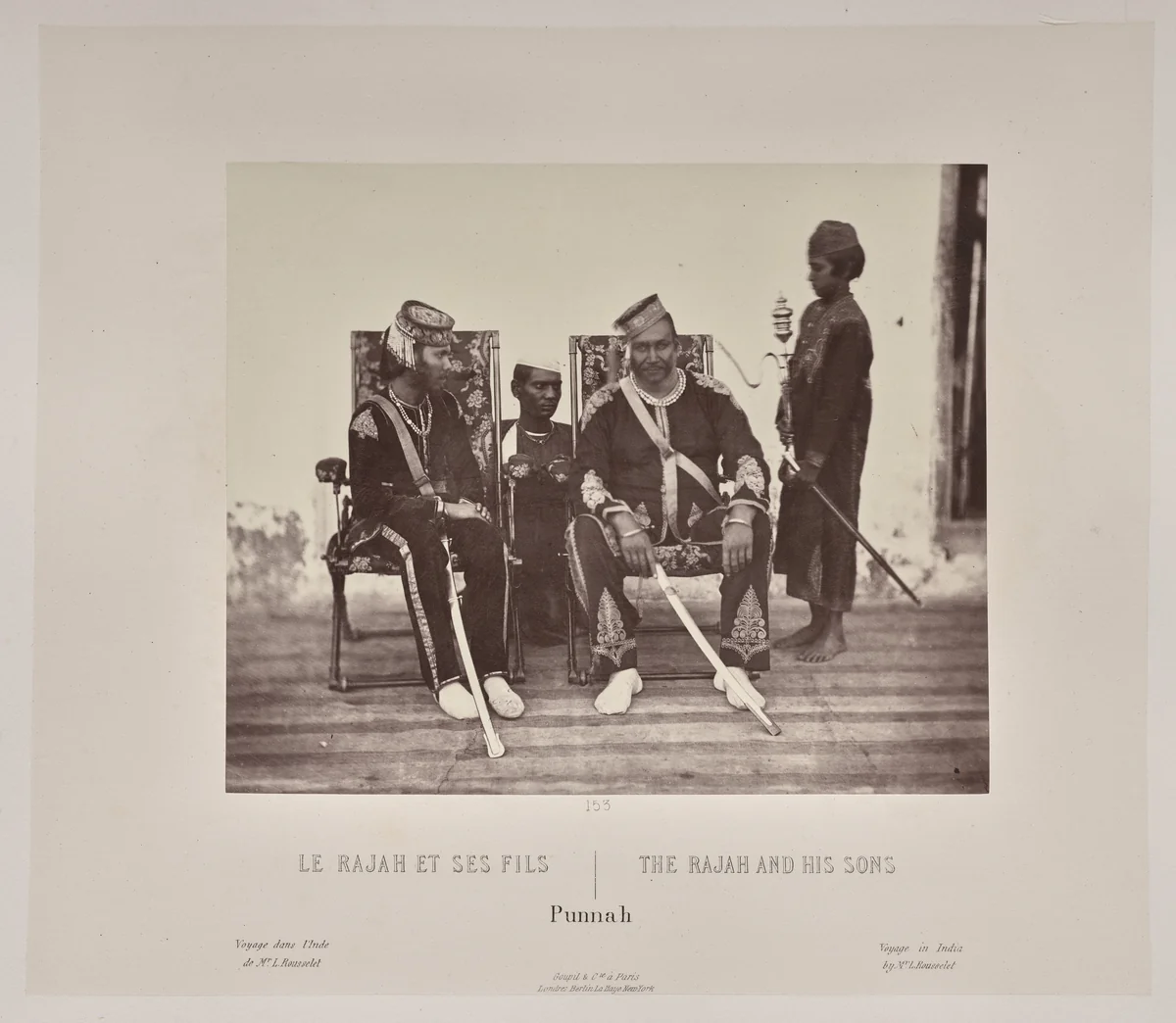 The Rajah and His Sons, Punnah by Louis-Théophile Marie Rousselet, photograph, 1865-1870