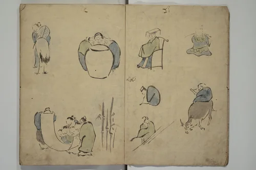 How to Draw Figures Simply (Jinbutsu ryakugashiki) 人物略画式 by Kuwagata Keisai (鍬形蕙斎), book, 1812