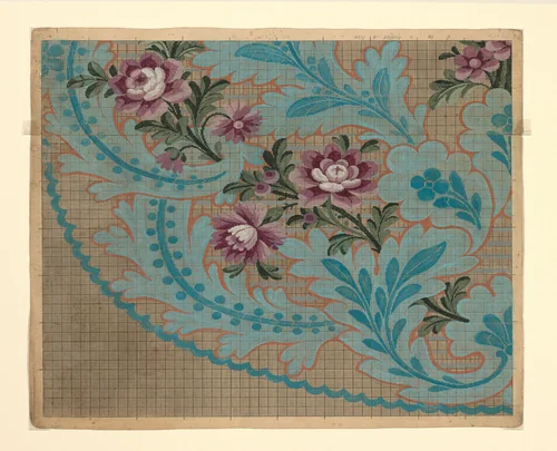 Mise-en-carte (Point-paper) by France, textile, 1760-1790