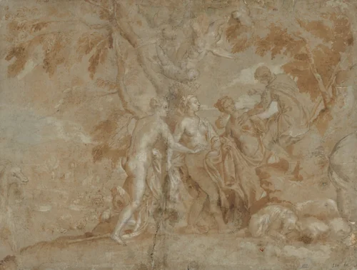 The Judgment of Paris by Carletto Caliari, drawing, 1580-1590