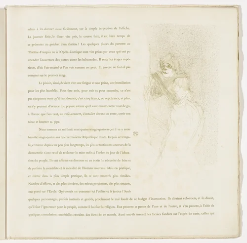 Plate 5 (in-text plate, folio 8) from Yvette Guilbert by Henri de Toulouse-Lautrec, illustrated book, 1894