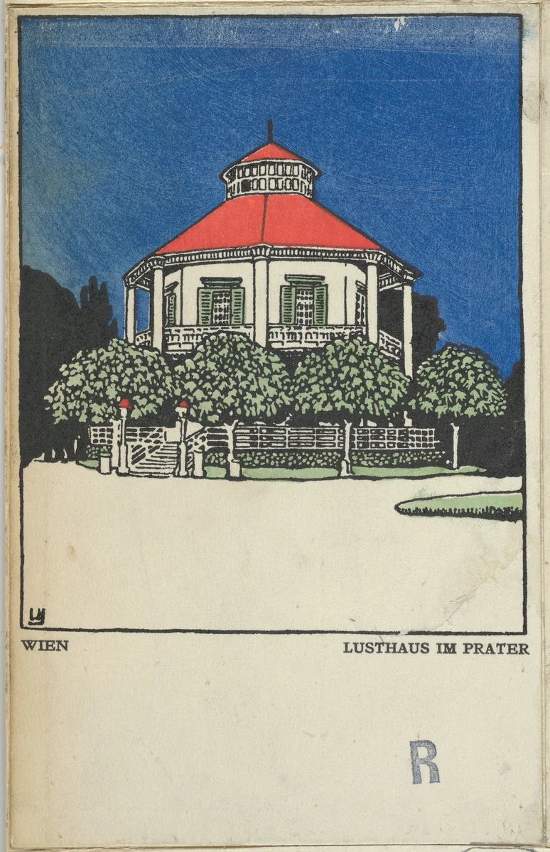 Vienna: "Pleasure Pavilion" in the Prater (Wien: Lusthaus im Prater) by Urban Janke, print, 1908