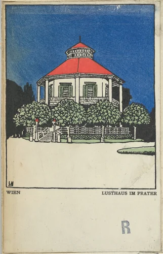 Vienna: "Pleasure Pavilion" in the Prater (Wien: Lusthaus im Prater) by Urban Janke, print, 1908