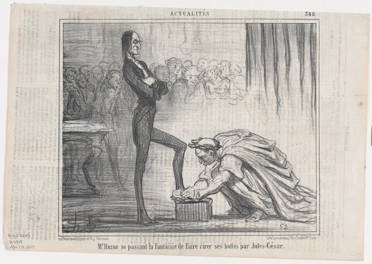 Mr. Hume se passant la fantaisie..., from Actualités, published in Le Charivari, April 17, 1857 by Honoré Daumier, print, 1857