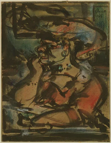 Woman at a Table (The Procuress) by Georges Rouault, drawing, 1906