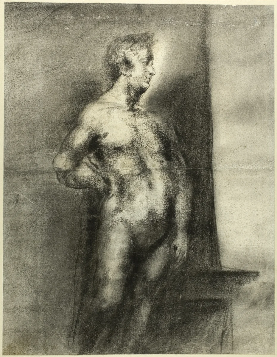 Nude Male Figure by Unknown Artist, drawing, 1775-1825