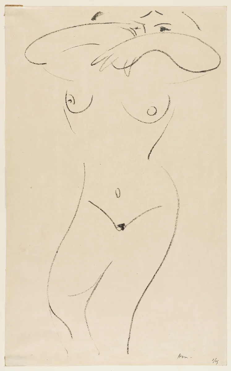 Half-Length Nude, Arms Bent Towards Eyes (Nu mi-allongé, bras repliés vers les yeux) by Henri Matisse, print, 1906