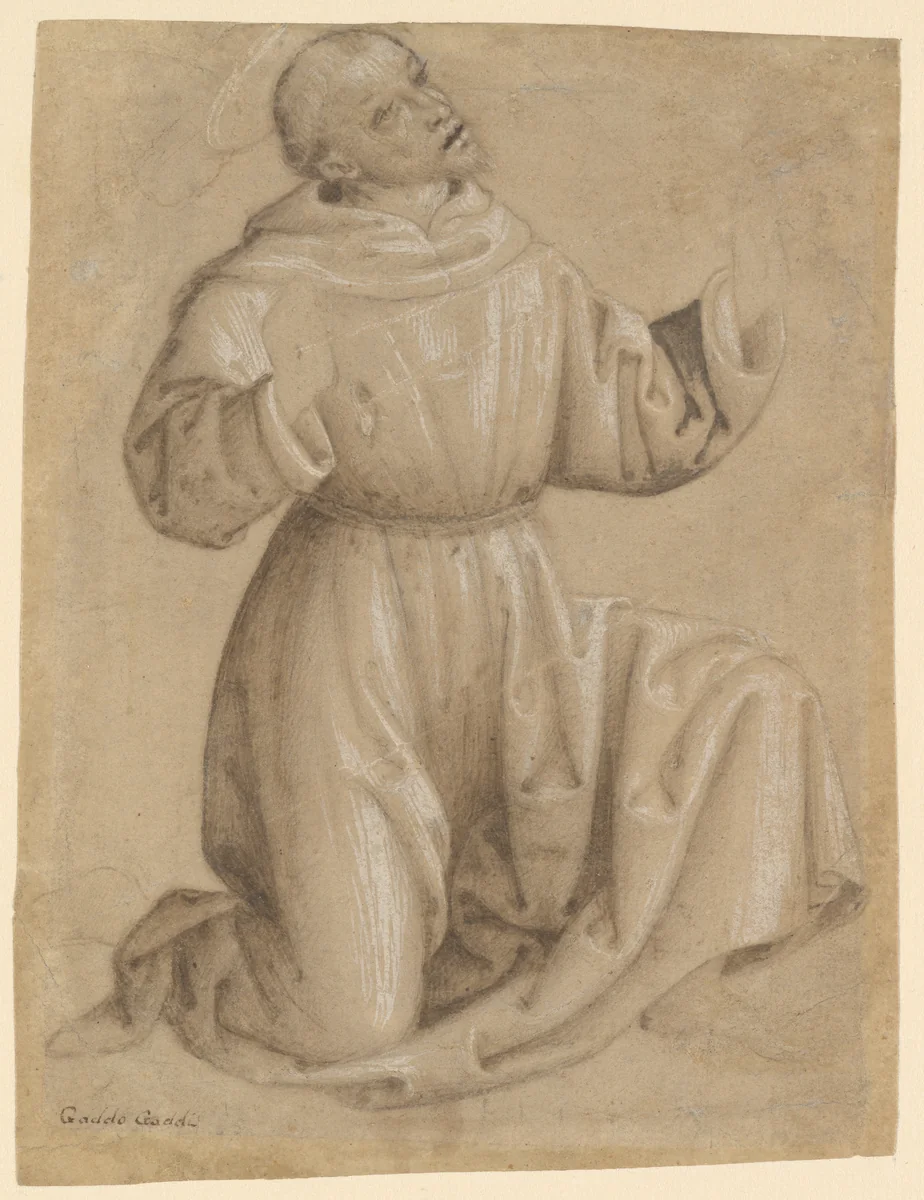 Saint Francis Receiving the Stigmata by Lo Spagna, drawing, 1500-1520