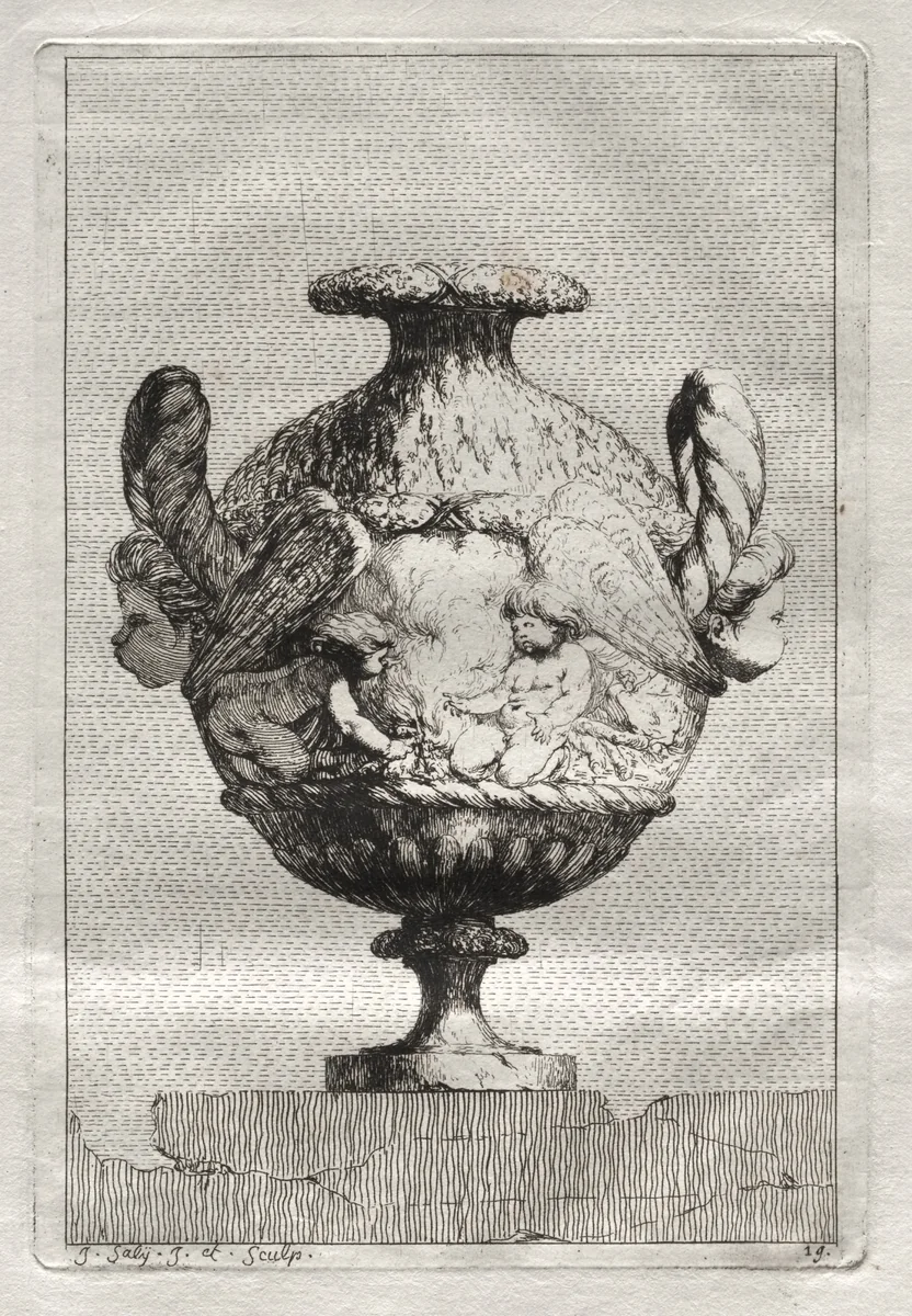 Suite of Vases: Plate 19 by Jacques François Saly, print, 1746
