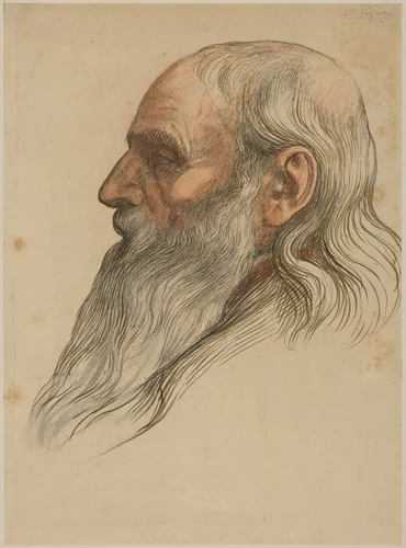 Study of a Man's Head with a Full Beard by Alphonse Legros, drawing, 1837-1911